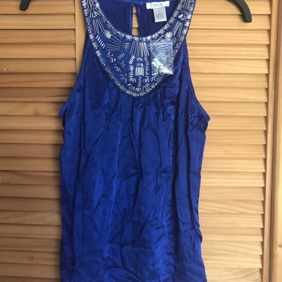 Silk cobalt blue sleeveless cache top - Picture 3 of 5